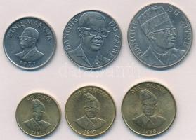 Zaire 1976-1988. 5m-10Z (6xklf) T:1-
Zaire 1976-1988. 5 Makuta - 10 Zaires (6xdiff) C:AU