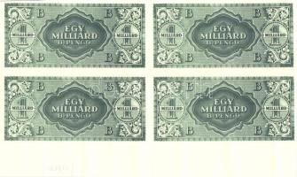 1946. 1000.000.000B.-pengő "zöld" fázis, csak hátlapi nyomat, alsó ívszéli 4-es tömbben, "MNB" szárazbélyegzővel T:I