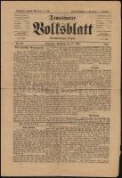 1902 a Temesvarer Volksblatt május 27-i lapszáma, számos érdekes írással