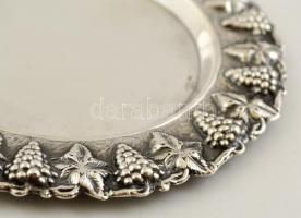 Ezüst poháralátét szőlő díszítéssel / Silver glass mat 32,2 g, 11 cm