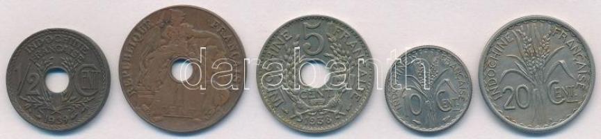 Francia Indokína 1920-1941. 1/2c-20c (5xklf) T:1-,2 French Indo-China 1920-1941. 1/2 Cent - 20 Cents (5xdiff) C:AU,XF