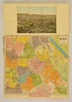 Bécs térképe, 1:15000, A. Hartlebens Verlag, térkép+városkép, kis szakadásokkal, 73×54,5 cm