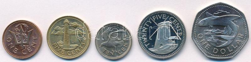 Barbados 1973. 1c-1$ (5xklf) T:1- (közte egy PP) Barbados 1973. 1 Cent - 1 Dollar (5xdiff) C:AU (with one PP)