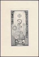cca 1930 C. J. Alban (?-?): B. C. Hanrath Besselaar, gyógyszerész ex libris. Klisé, papír, jelzett a nyomaton, 7x14 cm.