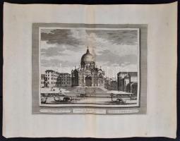 cca 1715-1750 Domenico Lovisa (1690 k.-1750 k.): Velence: Ecclesia St. Mariae Salutis rézmetszet, pa...