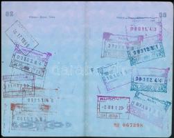 1988 Magyar útlevél fényképpel, számos vízumbejegyzéssel + gyerekek nevére szóló 2 db valutalappal