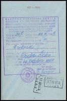 1958 Jugoszláv útlevél magyar személy részére, magyarországi vízumbejegyzésekkel