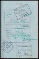 1958 Jugoszláv útlevél magyar személy részére, magyarországi vízumbejegyzésekkel