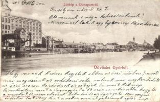 1902 Győr, látkép a Duna partról. Berecz Victor kiadása (EK)