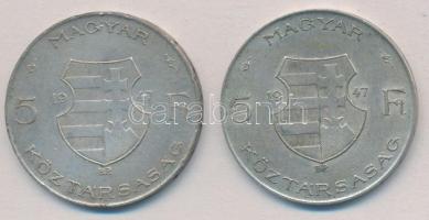 1947. 5Ft Ag "Kossuth" (2x) T:2-,3 patina