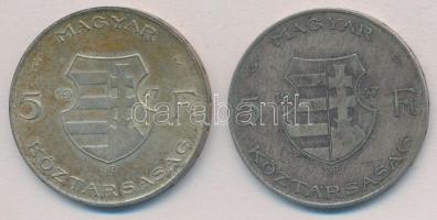 1947. 5Ft Ag "Kossuth" (2x) T:2-,3 patina