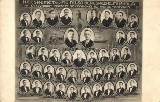 1935-1936 Kecskemét, Fiú Felső Kereskedelmi Iskola IV. évfolyamot végzett növendékei, tabló, studentika. photo