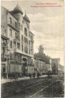 Miskolc, Széchenyi utca, Weidlich palota, Hegyesi Jenő, Weidlich Pál üzlete, Apollo színház (mozi). Grünwald Ignác kiadása