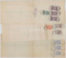 ~1941-1942. 3db-os váltó tétel, bélyegzésekkel és bélyegekkel T:III