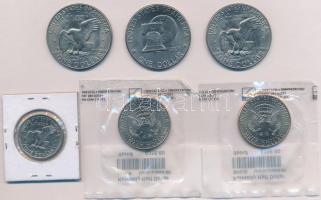 Amerikai Egyesült Államok 1974-1977. 1$ "Eisenhower" (3xklf) + 1980. 1$ "Susan B. Ant...