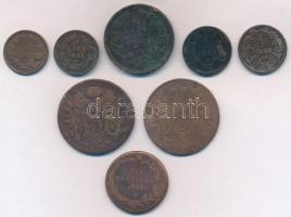 1782-1860. 8db-os fémpénz tétel (5xklf), közte 1858B 5/10kr (2x), 1860B 4kr T:2-,3,3- ph., patina