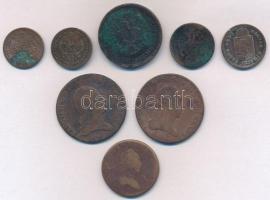 1782-1860. 8db-os fémpénz tétel (5xklf), közte 1858B 5/10kr (2x), 1860B 4kr T:2-,3,3- ph., patina