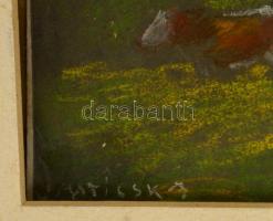 Ruzicska jelzéssel: Pihenő tehenek. Pasztell, papír, üvegezett keretben, 21×27 cm