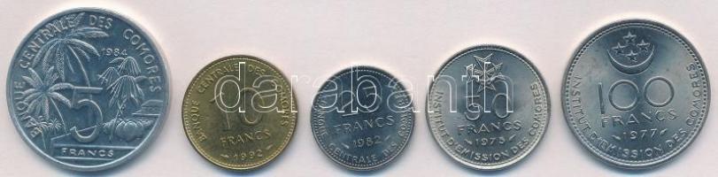 Comore-szigetek 1975-1992. 5Fr-100Fr (5xklf) T:1- Comoros 1975-1992. 5 Francs - 100 Francs (5xdiff) C:AU
