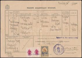 1945 Budapest, születési illetve halotti anyakönyvi kivonat, okmánybélyegekkel