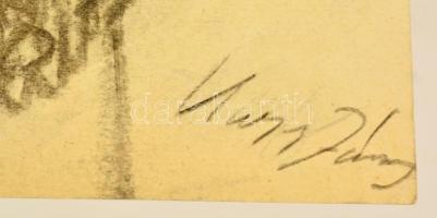 Kass jelzéssel :Férfi fej. Szén, papír, 29×21 cm