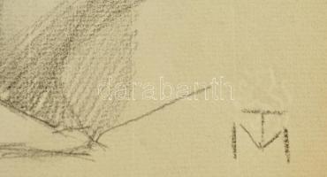 TM jelzéssel: 2 db grafika, szén, papír, 28×19-32×24 cm