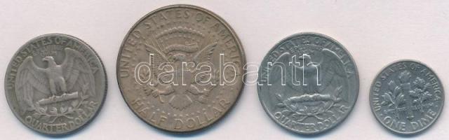 Amerikai Egyesült Államok 1952D 1/4$ Ag "Washington" + 1964. 1/2$ Ag "Kennedy" +...