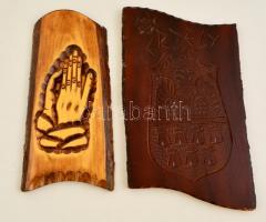 Erdély címer, imádkozó kéz, faragott fa fali relief, 38×25 cm, 36×19 cm