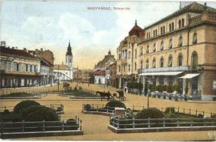 Nagyvárad, Oradea; Bémer tér, üzletek. Vidor Manó kiadása / square, shops