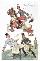 Repülő jelentés / K.u.K. Officers, Hungarian hussar B. K. W. I. 469-1. s: Schönpflug