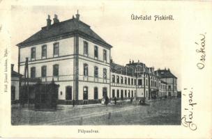 1905 Piski, Simeria; Vasútállomás, Pályaudvar. Főző József kiadása / railway station