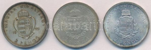 1935. 2P Ag "Pázmány" + 2P Ag "Rákóczi" + 1936. 2P Ag "Liszt Ferenc" T...