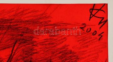 Varga Győző (1929-2015):  Szőrnyű a te kínzókamrás. Szén, papír, jelzett, 67×46 cm