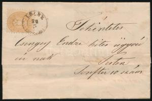 ~1865 15kr on cover 