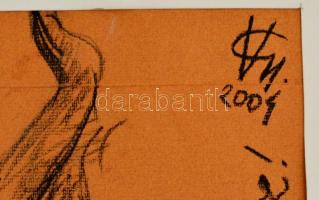 Varga Győző (1929-2015):  Sohse kérdezz! Szén, papír, jelzett, 67×46 cm