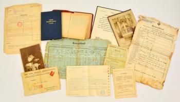 cca 1920-1940 A nagyatádi Visy család iratai: igazolás, naptár, fényképek, stb., érdekes anyag