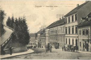 Zágráb, Agram, Zagreb; Mesnicka ulica / utcakép, J. Tauss üzlete. M. Eisenmenger kiadása / street view, shops