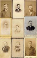 1860-1900 Régi fényképek: Férfi arc- és mellképek (9db)
