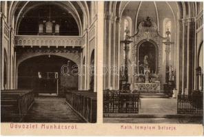 Munkács, Mukacheve, Mukacevo - 2 db régi városképes lap:katolikus templom, belső / 2 pre-1945 town-view postcards: catholic church, interior