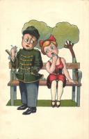 Sopron, Oedenburg; A soproni diákéletből 5 db RÉGI képeslap: XX. Nehéz feladat, XXI. Megjött a balek...