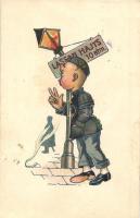 Sopron, Oedenburg; A soproni diákéletből 5 db RÉGI képeslap: XX. Nehéz feladat, XXI. Megjött a balek...