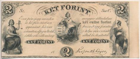 1852. 2Ft Kossuth bankó C kitöltetlen, ívszéllel T:I- Hungary 1852. 2 Forint C without date and serial number, with right margin C:AU Adamo G123