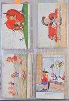 141 db motívum képeslap, érdekes vegyes anyag jobbakkal, modern albumban