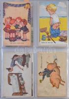 141 db motívum képeslap, érdekes vegyes anyag jobbakkal, modern albumban