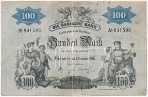 Német Államok / Baden 1907. 100M T:III German States / Baden 1907. 100 Mark C:F
