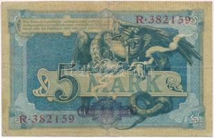 Német Birodalom 1904. 5M hat számjegyű sorszám T:III
German Empire 1904. 5 Mark six digit serial C:...