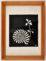 SY jelzéssel: Csiga. Tus, papír, üvegezett keretben, 18×16 cm