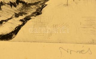 Novák Lajos (1927-1989): Tél. Rézkarc, papír, jelzett, 25×19 cm