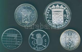 Hollandia 2001. 1G Ag (3x) + 1G (2x), összesen 5db, szettben, benne 1681-es utrechti gulden utánverete T:PP,BU,1 Díszdobozban, tanúsítvánnyal!