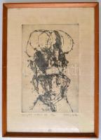 Csohány Kálmán (1925-1980): Cigány dal. Rézkarc, papír, jelzett, üvegezett keretben, 29×19 cm